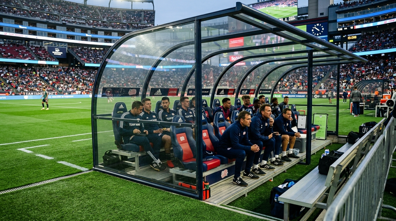 Profesyonel futbol stadyumu şeffaf polikarbon yedek kulübesi camı