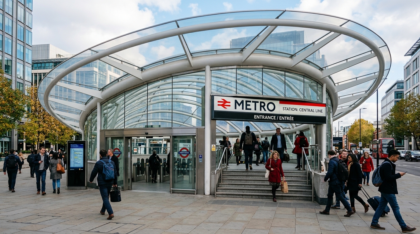 Metro istasyonu girişi şeffaf kavisli polikarbon çatı kaplaması
